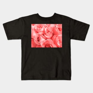 Pink roses in pastel pantone 2019 living coral Kids T-Shirt